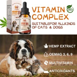 （3-Pack） Hemp Oil for Dogs Cats - Calming Drops Dog Relaxants - Help Pets Anxiety Stress Hip & Joint Pain Arthritis Sеizures Rеlief - Skin Нiр Jоint Hеalth - Organic Pet Hemp Oil Drops
