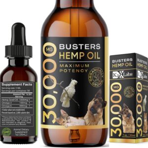 Buster's Organic Hemp Oil Treats for Dogs & Cats - Perfect Ratio Omega 3 & 6 - Made in USA - Hip & Joint Health, Natural Relief, Calming (1-Pack)
