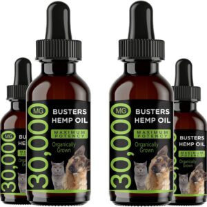 4PACK, 4Month Supply Buster's Organic Hemp Oil for Dogs and Cats Perfect Ratio Omega 3 and 6 Made in USA Hip and Joint Health, Natural Relief, Calming