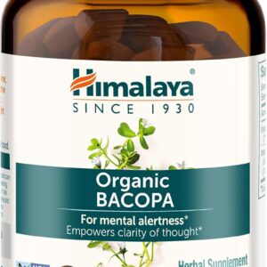 Himalaya Organic Bacopa Monnieri Nootropic Herbal Supplement, Supports Calm, Memory, Cognition, USDA Certified Organic, Non-GMO, 750 mg, 60 Plant-Based Caplets, 60 Day Supply