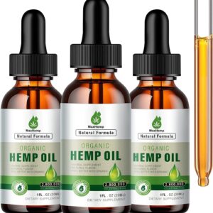 3 Pack Hemp Oil Organic Premiu - 2,800,000 Maximum Strength - 100% Natural Hemp Drops Tincture - Hemp Oils with Vegan, Non-GMO Grown