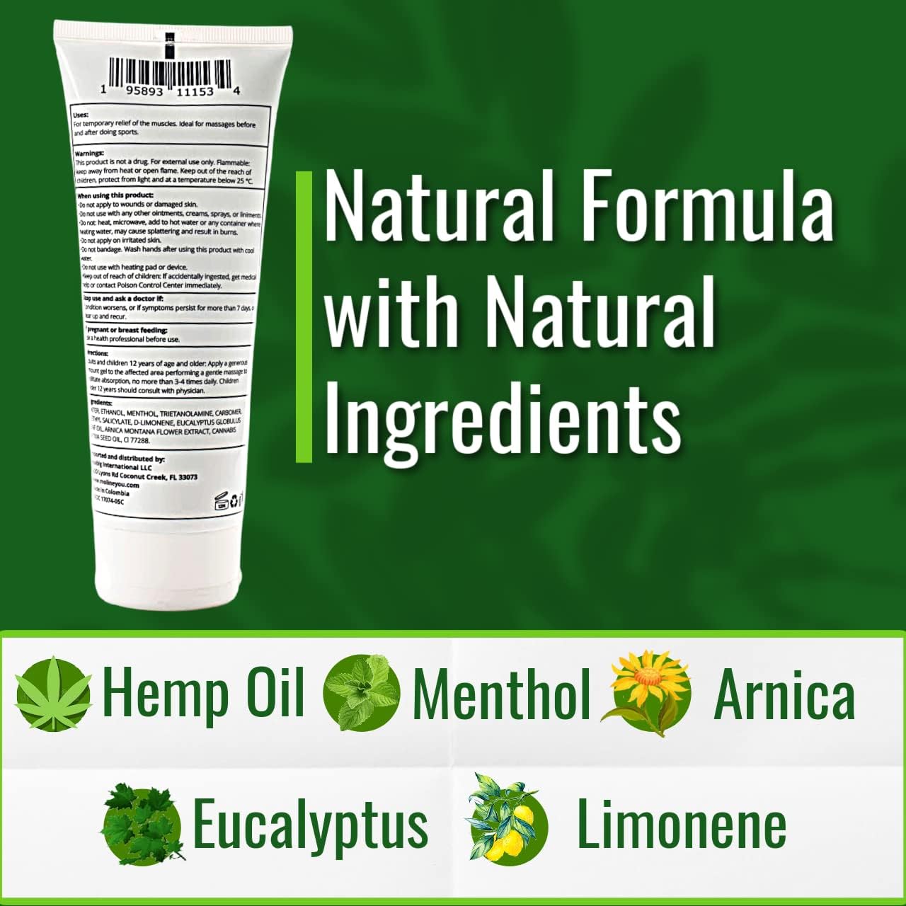 Natural Powerful Hemp Cream, for Joint & Muscle Discomfort, Back, Neck, Knee, Shoulders HIPS. Formula with Hemp Oil Extract, Arnica, Menthol (Collapsible 7.6 Oz) - Image 2