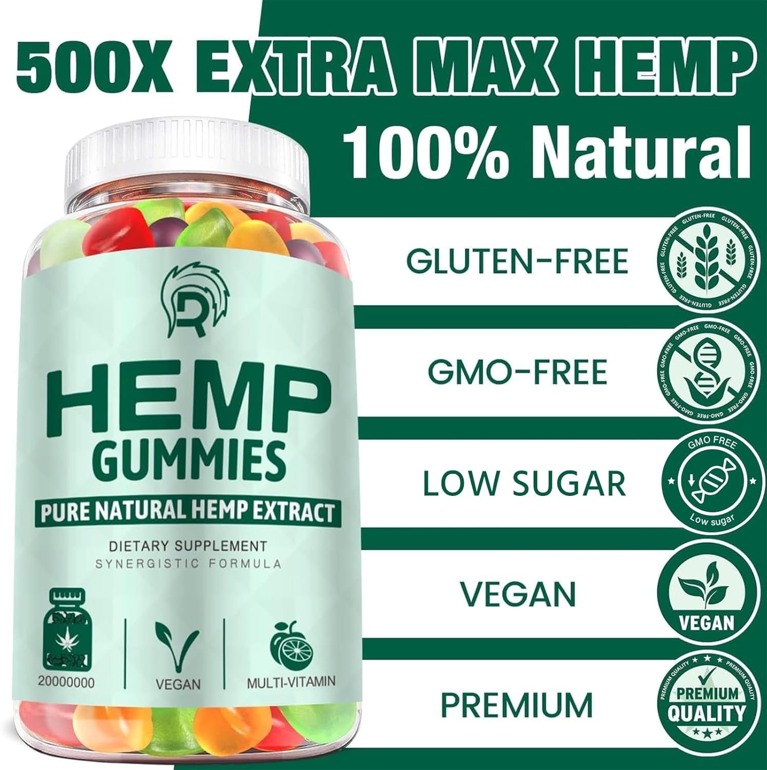 (3 Pack) Hemp Gummies- Low Sugar Organic Bear Edible Candy Hеmp Supplement Gummy - Image 2