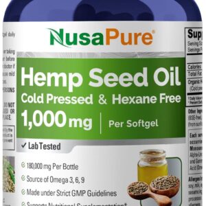NusaPure Hemp Seed Oil 1000mg - 180 Softgel per Bottle