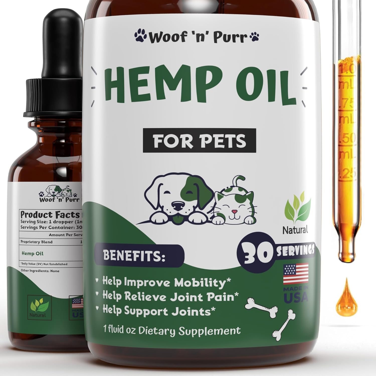 Hemp Oil for Dogs & Cats - Pet Hemp Oil for Dogs - Hemp Oil for Cats - Hemp for Dogs - Hemp for Dogs Anxiety and Stress Relief - Dog Hemp Oil - Hemp for Cats - Hemp Oil for Dogs Pain Relief - 1 fl oz
