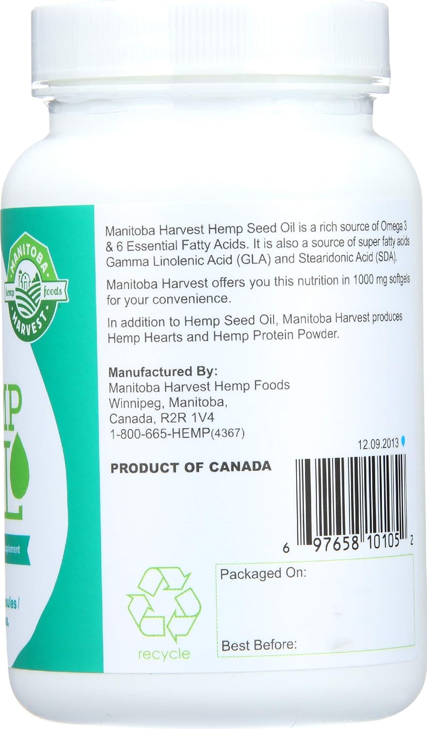 Manitoba Harvest Hemp Seed Oil Capsules - 60 count (pack of 1) 1000mg ea. - Image 4