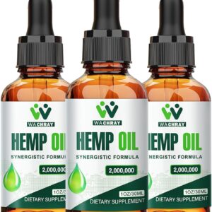 Hemp Oil Drops High Potency - 2,000,000 Maximum Strength Organic Hemp Tincture for Pain Relief, Sleep, Skin - with C02 Extraction, Vegan, Non-GMO (3 Pack)