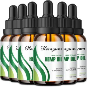 (6-Pack) Hemp Oil Drops High Potency - for Pain Relief, Skin, Anxiety Maximum Strength Natural Hemp Oil - Organic Hemp Oils Extract Relieve Good Mood