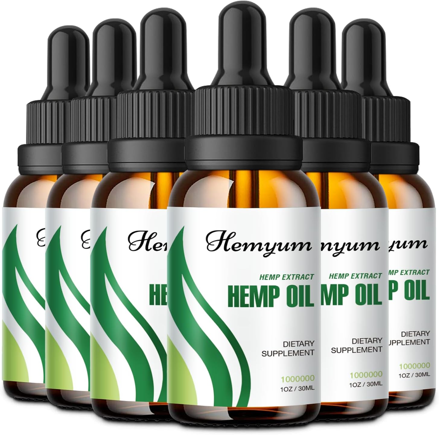 (6-Pack) Hemp Oil Drops High Potency - for Pain Relief, Skin, Anxiety Maximum Strength Natural Hemp Oil - Organic Hemp Oils Extract Relieve Good Mood