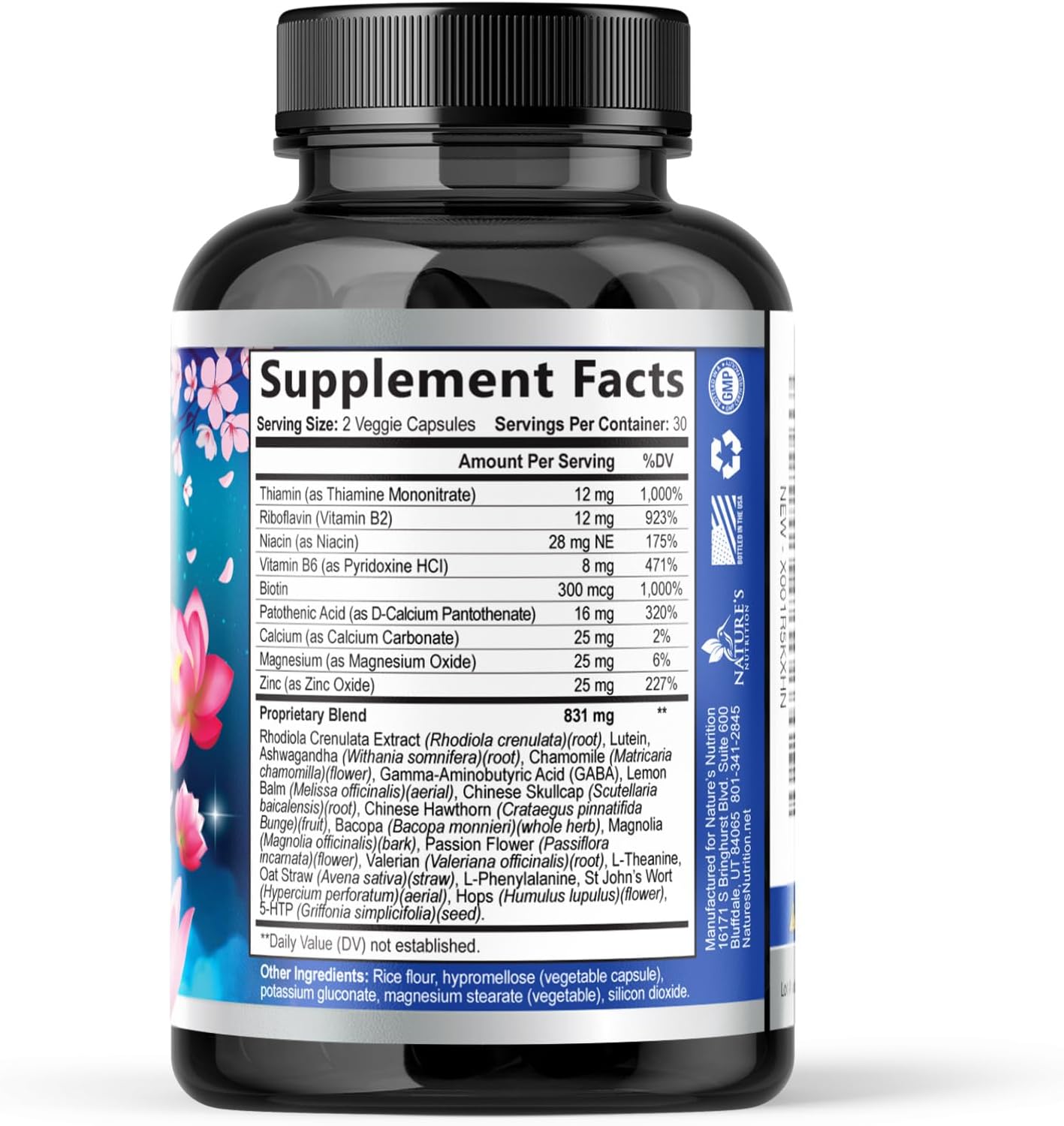 Stress Support Supplement - Extra Strength Ashwagandha, GABA, Magnesium, L-Theanine for Relief - Supports Mood & Focus - Naturally Calm, Unwind & Relax - Eases Tension & Nervousness - 60 Capsules - Image 9