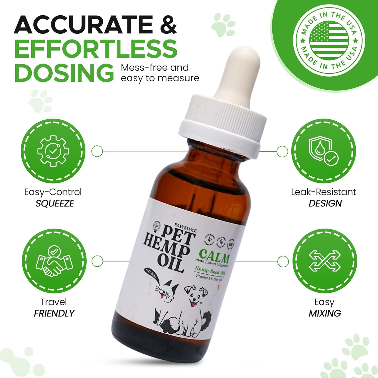 Hemp Oil for Dogs and Cats – Helps with Skin, Coat & Health – Premium Fish Oil Blend – Improves Immune System & Нiр Jоint Hеalth - Natural Ingredients - Made in USA (1oz) (Pack of 1) - Image 4