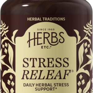 Herbs Etc. Stress ReLeaf - Herbal Supplement to Support Relaxation - Stress Support Supplemment - Gluten-Free - 60 Softgels (60 Servings)