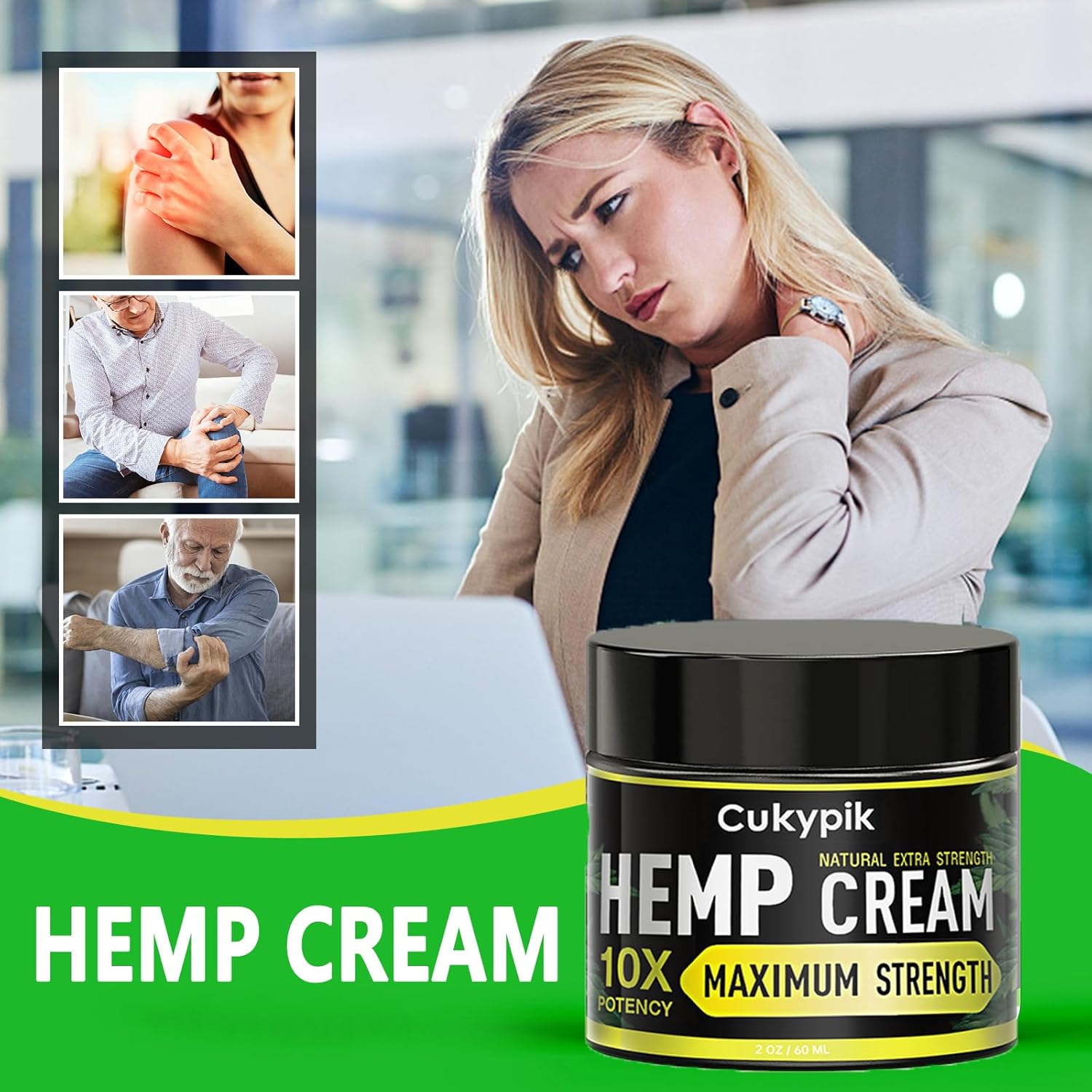 2 Pack Hemp Cream - Hemp Oil & Arnica Cream,All Natural Instant Menthol 2oz - Image 3