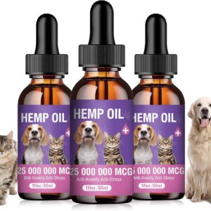 Hemp Oil for Dogs and Cats 3 Pack Relief Pet with Anxiety Stress Pain Aggressive