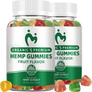 Hemp Gummies for Sleep, Pain, Relaxation & Anxiety - Organic Hemp Oil Extract 100% Natural Pure Extra Strength - Edible Vegan Low Sugar Hemp Gummy for Adults (2 Pack)