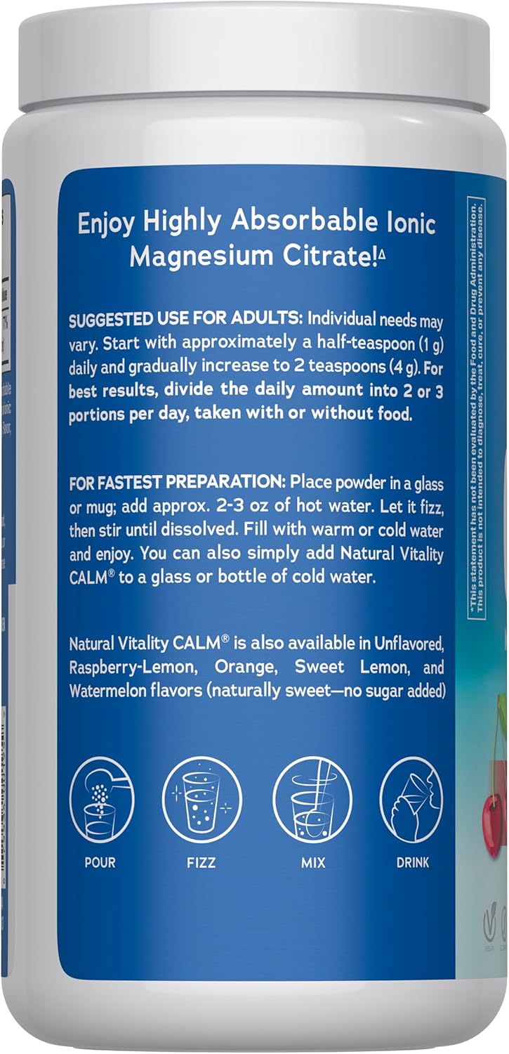 Natural Vitality Calm Magnesium 16 oz Powder | Relaxing Drink Mix | Cherry Flavored Supplement | 325mg Per Serving | Non-GMO, Gluten-Free & Vegan - Image 3