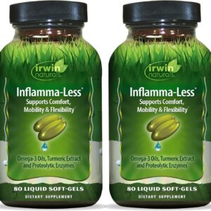 Irwin Naturals Inflamma-Less - Turmeric Extract & Omega-3 Fish Oil - Joint Supplements for Men & Women - Supports Mobility & Comfort - Promotes Healthy Inflammatory Response - 80 Soft-Gels, 2 Pack