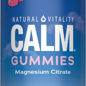 Natural Vitality Calm, Magnesium Citrate Supplement, Stress Relief Gummies, Supports a Healthy Response to Stress, Gluten Free, Vegan, Raspberry Lemon, 120 Gummies
