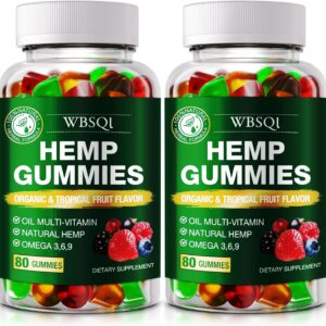 2 Packs Hemp Gummies for Sleep Pain Anxiety- with Natural Hemp Oil Extract Gummy Edibles Vegan, Non-GMO