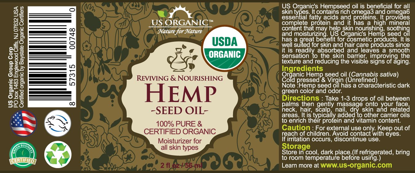 US Organic Hemp Seed Oil, Certified Organic, Pure & Natural, Cold Pressed Virgin, Unrefined, Amber Glass Bottle with Glass Eye Dropper for Easy Application (2 oz (56 ml)) - Image 2