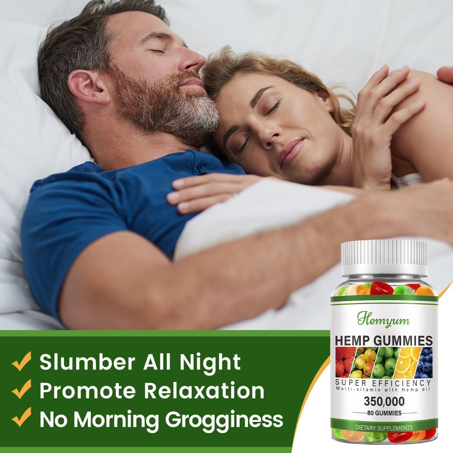 Hemp Gummies 3 Packs High Potency Pure Organic Supplement - with Natural Hemp Oil Extract for Sleep, Pain, Anxiety Gummy Edibles Vegan, Non-GMO - Image 2