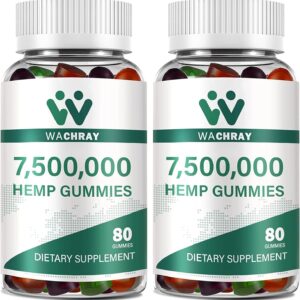Hemp Gummies for Sleep Anxiety Pain Inflammation Relief Edible with Omega & Vitamin Premium Fruity Flavors-Natural Candy High Potency 160 Count 2 Pack