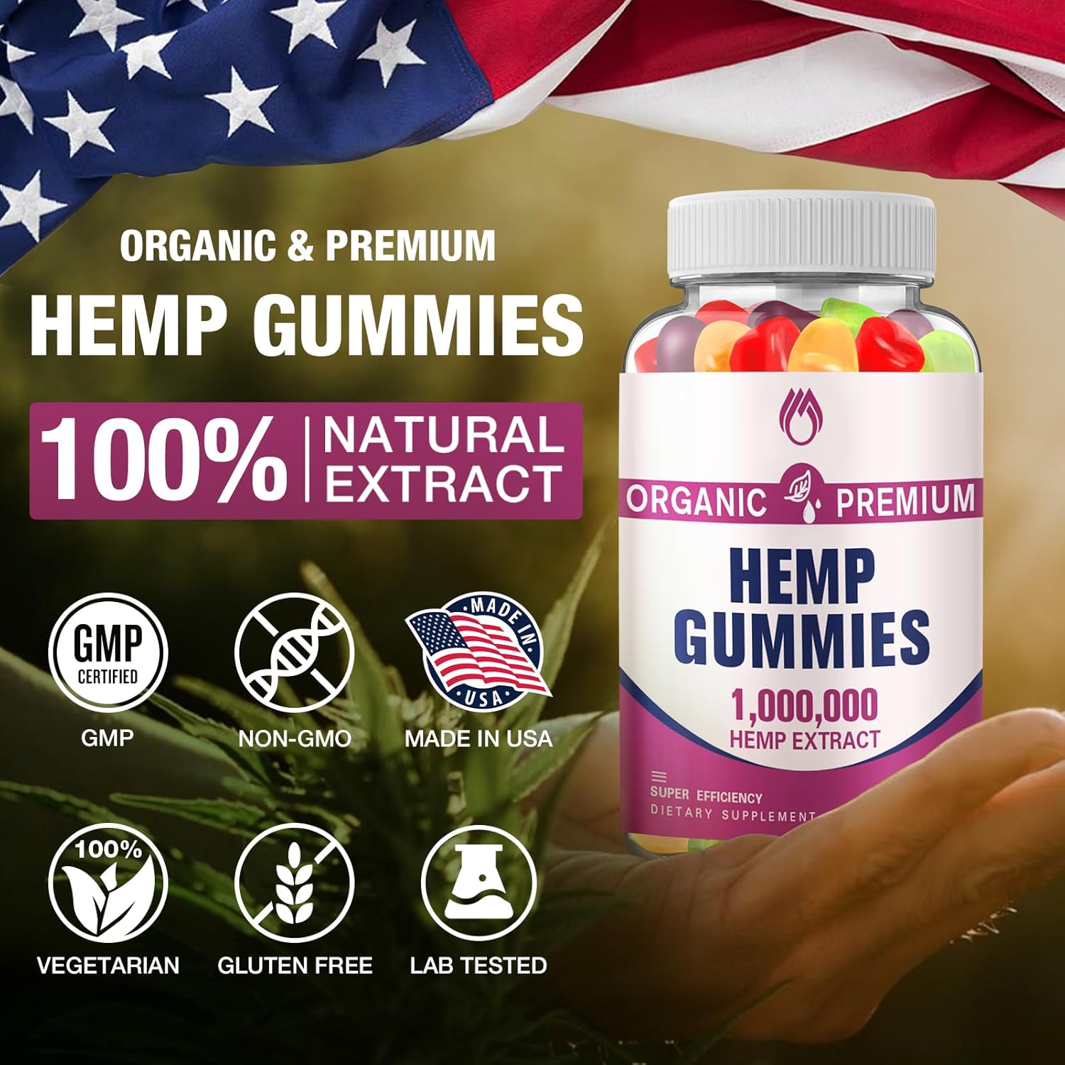 Hemp Gummies High Potency Edible Bear Gummy for Adults Vegan (2 Packs) - Image 7