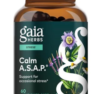 Gaia Herbs Calm A.S.A.P. - Stress Support Supplement with Skullcap, Passionflower, Chamomile, Vervain, Holy Basil & More - Supports Calm* - 60 Vegan Liquid Phyto-Caps (20 Servings)