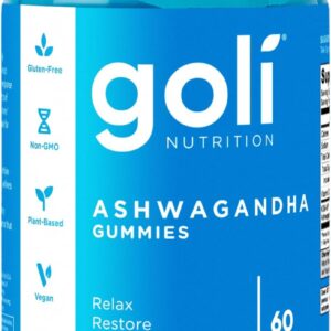 Goli Ashwagandha & Vitamin D Gummy - 60 Count - Mixed Berry, KSM-66, Vegan, Plant Based, Non-GMO, Gluten-Free & Gelatin Free Relax. Restore. Unwind, Pack of 1