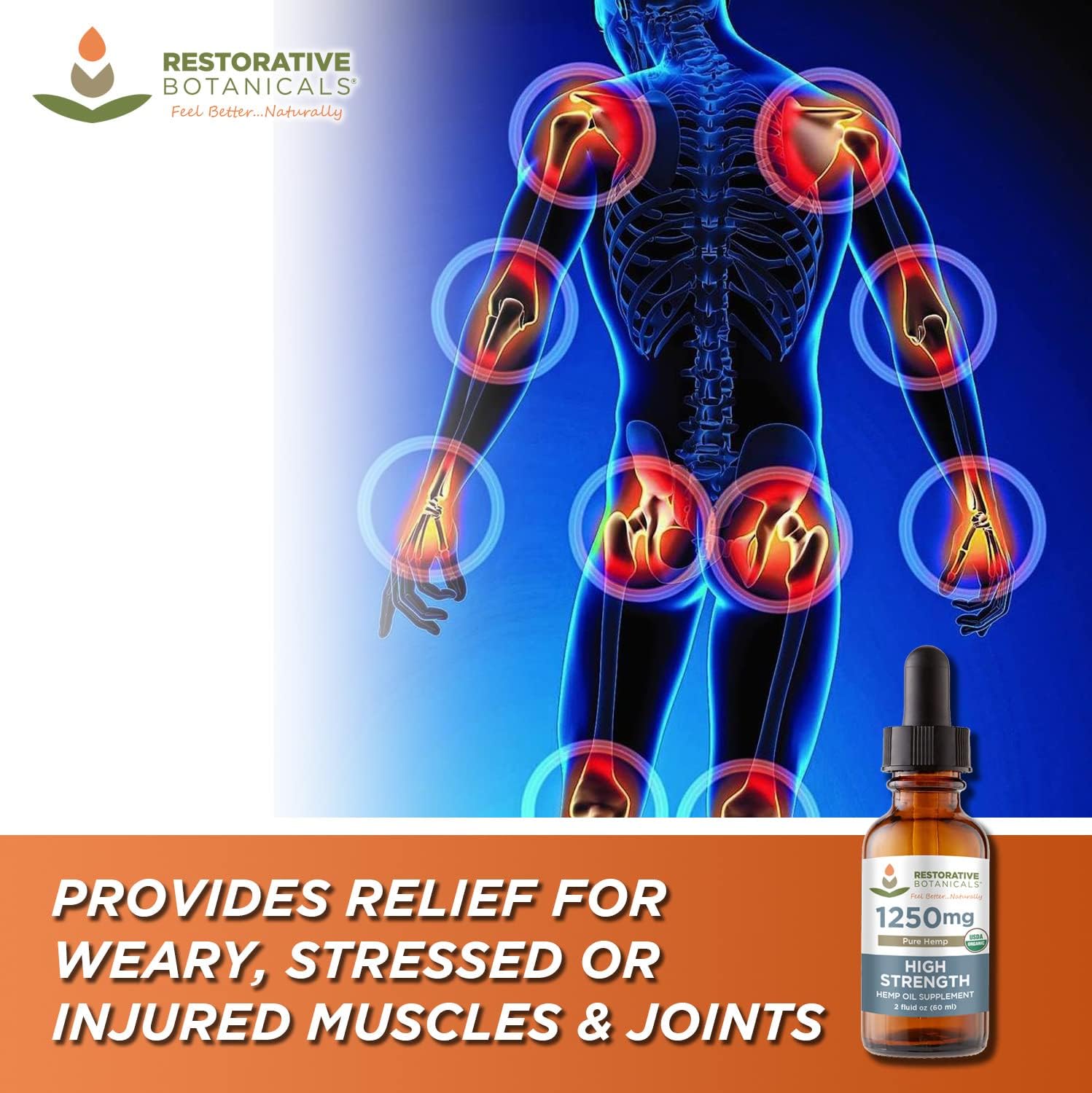 High Strength USDA Certified Organic Hemp Oil Drops - 1250mg Pure Hemp (2oz/60ml) 120 Servings - Natural Flavor for Calming Relief from The Stresses of Everyday Life - Image 4