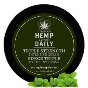 Premium Hemp Extract Daily Triple Moisturizing Cream - Essential Oils and Moisturizer - Vegan, Organic Ingredients - Classic Mint, 1.70 oz - Single