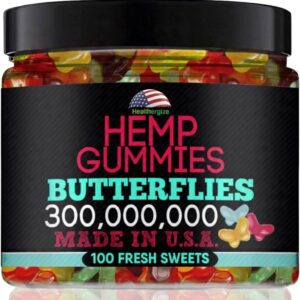 Hemp Gummies Edibles-Delicious Butterflies Gummy Bears-Fresh Fruity Flavors-Natural Candy Peace and Relaxation-for Sleep, Calm, Relax-Made in USA-100 Count