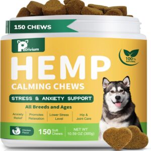 Hemp Calming Chews for Dogs, Calming Bites with Hemp Oil - Anti-Anxiety & Stress Relief Treat for Dogs Puppy Melatonin Sleep Aid Calm Dog with Separation, Noise,Thunder, Barking - 150Ct