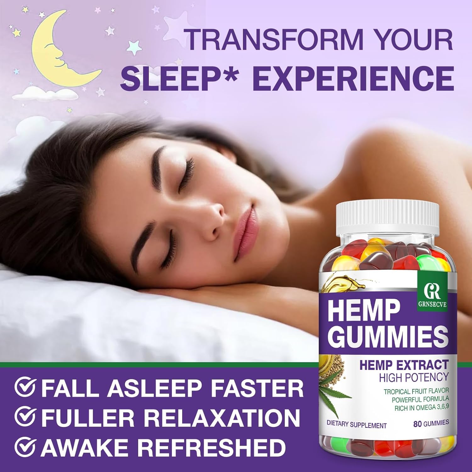 Hemp Gummies for Sleep, Pain, Anxiety - High Potency Pure Extra Strength Hemp Oil Infused Gummy Bears - 100% Natural Sleep Gummies Edibles for Adult (2 Packs) - Image 3