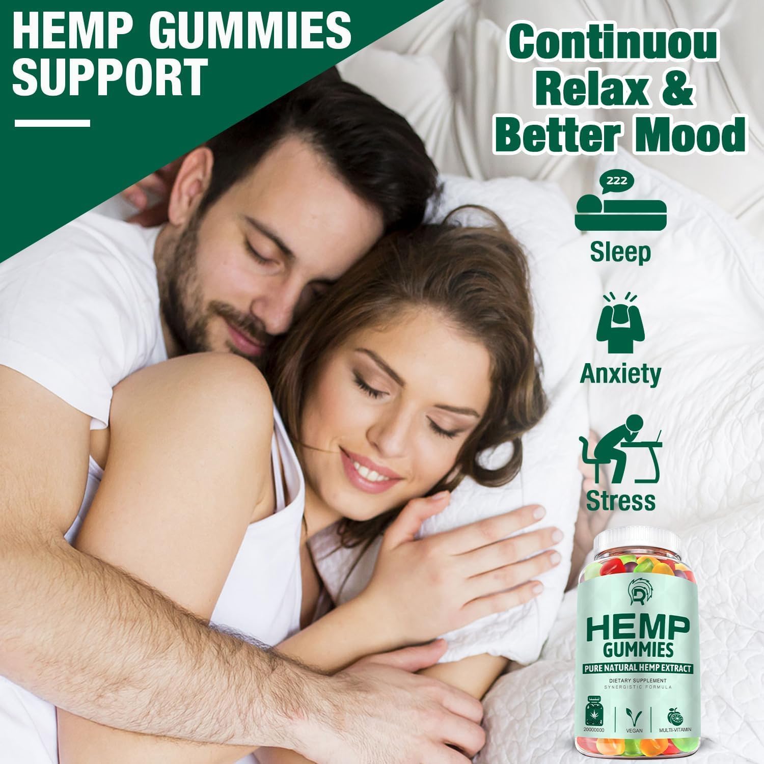 (3 Pack) Hemp Gummies- Low Sugar Organic Bear Edible Candy Hеmp Supplement Gummy - Image 4