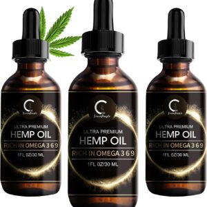 GPGP GreenPeople 3 Pack Natural Hemp Oil Extract, Immune System Support, Support Focus and Energy, and Support Nighttime Activities, Pure Extract, Rich in Omega 3&6&9 Fatty Acids
