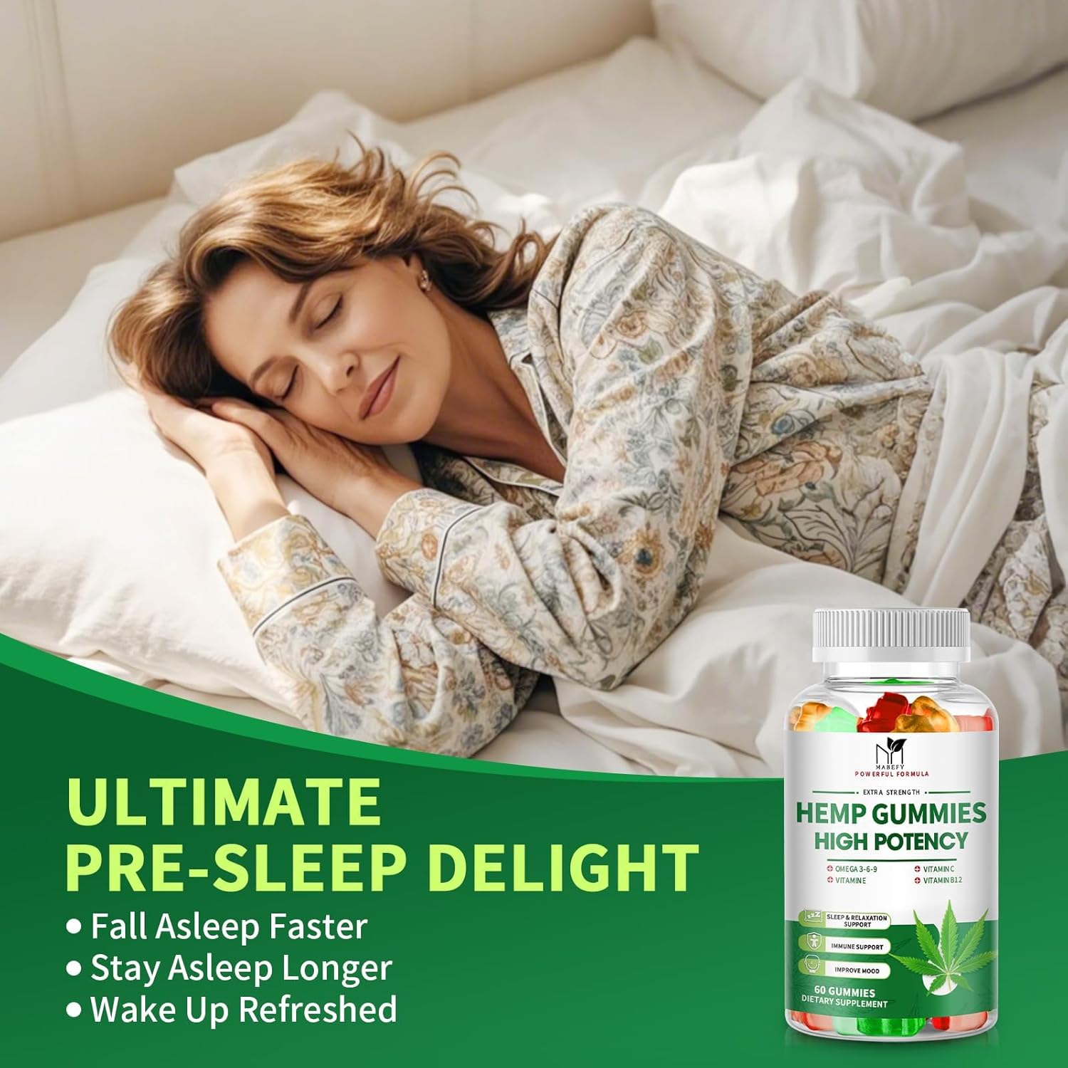 2 Pack Hemp Gummies for Sleep, Relaxation - Extra Strength with Magnesium & Vitamins - High Potency Natural Hemp Oil Extract Supplement, Vegan Gummy Bears, Fruit Flavor - Image 3