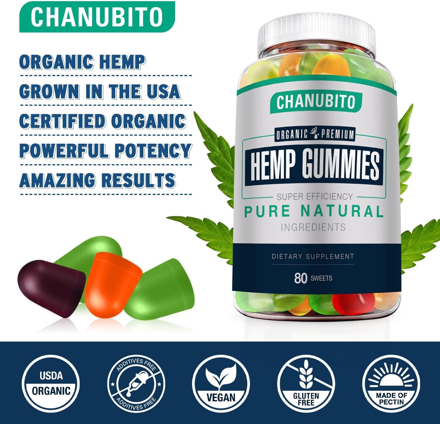 Hemp Gummies for Pain Sleep Anxiety - 100% Natural Organic Supplement High Potency Pure Hemp Oil Extract Edibles Gummy 1 Pack, Vegan, Non-GMO - Image 7