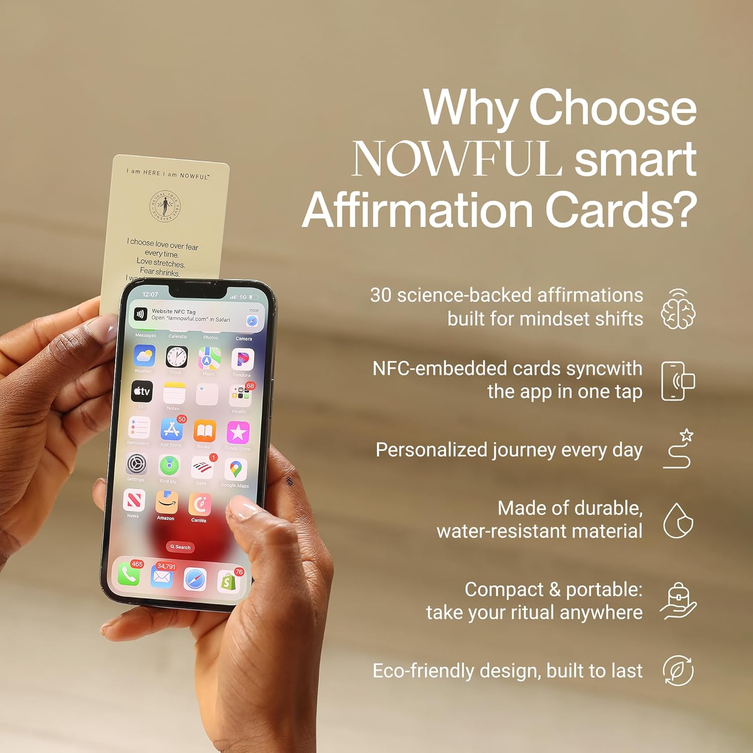 Smart Affirmation Cards – Daily Mindfulness, Motivation & Self Care Deck with Phone Tap App for Personalized Guidance, Emotional Clarity & Positive Rituals - Image 2