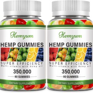 Hemp Gummies 2 Packs - High Potency Pure Organic Supplement - with Natural Hemp Oil Extract Gummy Edibles Vegan, Non-GMO for Sleep,Pain,Anxiety