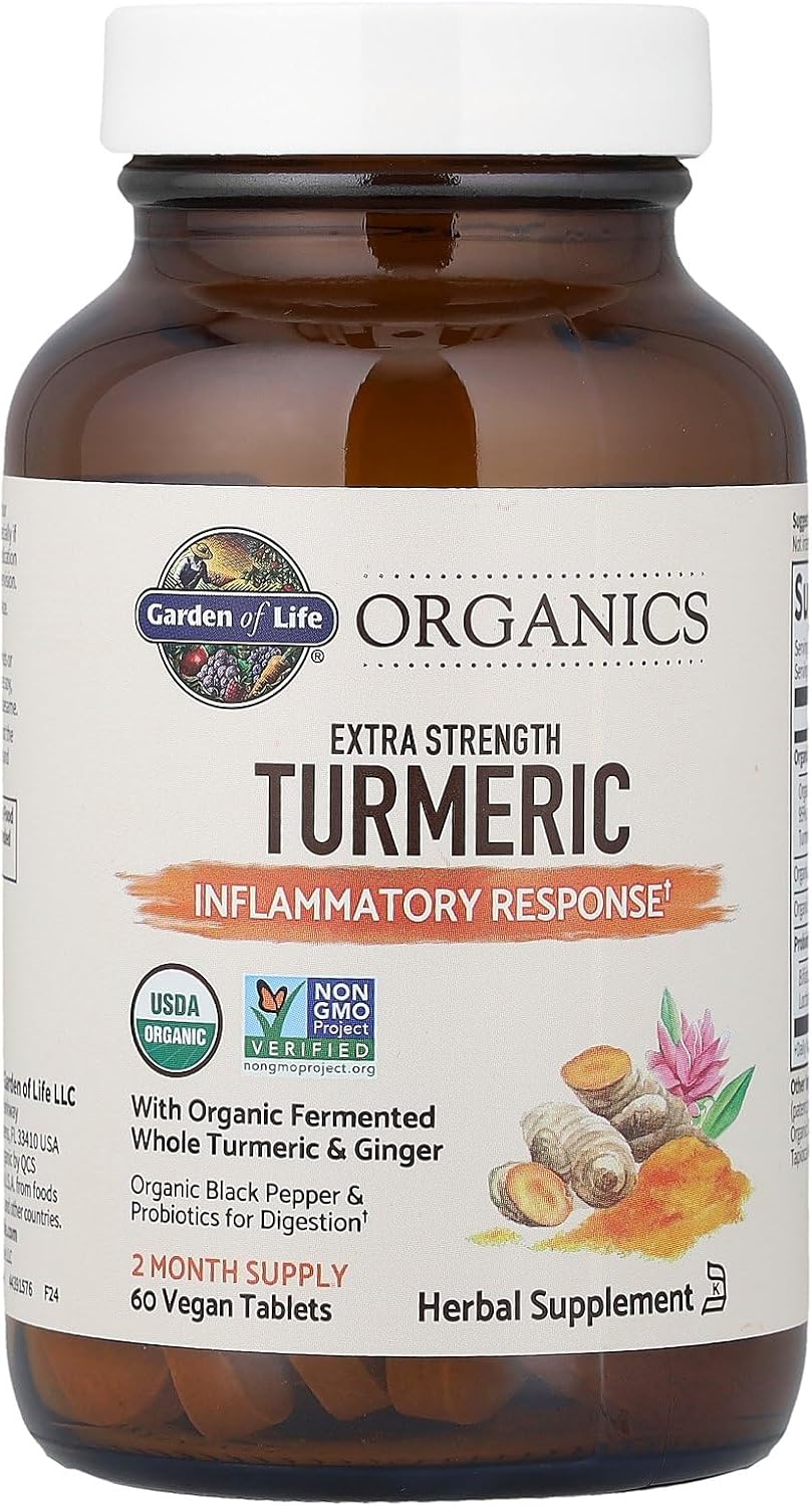 Garden of Life Organics Extra Strength Turmeric Inflammatory Response 60 Tablets-100mg Curcumin (95% Curcuminoids) Black Pepper, Probiotics, Organic Non-GMO Vegan Gluten Free Herbal Supplement - Image 4