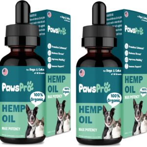 Hemp Oil for Dogs and Cats - Helps Pets with Anxiety, Pain, Stress, Sleep, Arthritis, Seizures Relief - Calming Treats Chews - Support Hip and Joint Health (2 Pack)