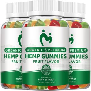 Hemp Gummies Extra Strength for Pain Sleep Relax Anxiety - 100% Natural Pure Organic Hemp Oil Extract Vegan Low Sugar Edible Gummy for Adults (3 Packs)