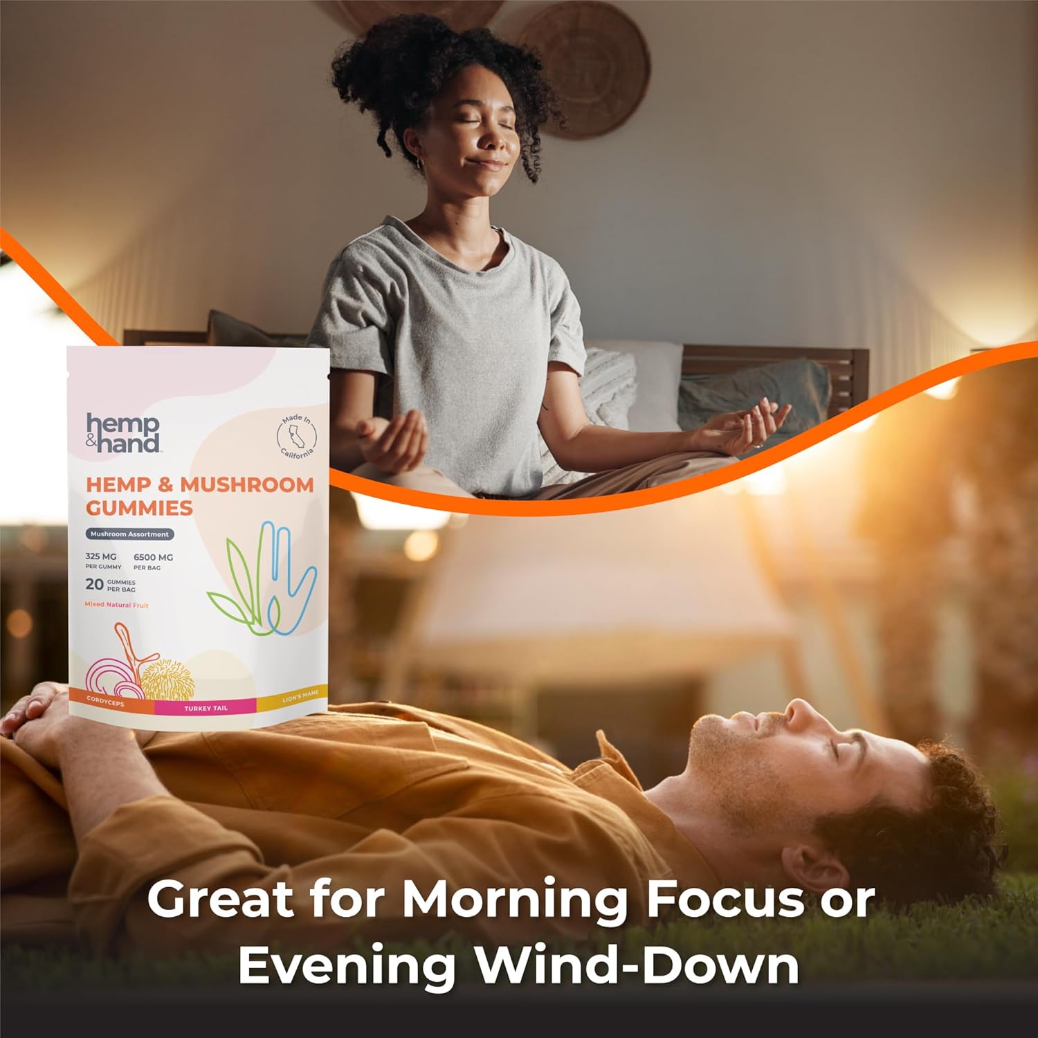 Hemp & Mushroom Gummies 6500mg - Max Strength for Adults - Chill, Inflammation, Natural Pain, Restful Sleep (325mg Gummy) - by Hemp and Hand - Image 4