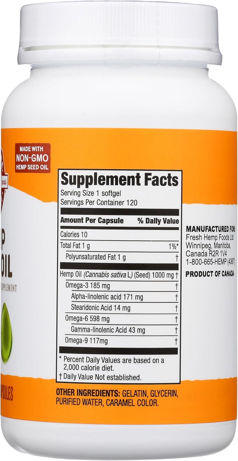 Manitoba Harvest Hemp Seed Oil Softgels, 780 Mg of Plant Based Omegas 3 & 6 per Serving, 120 Ct - Image 3