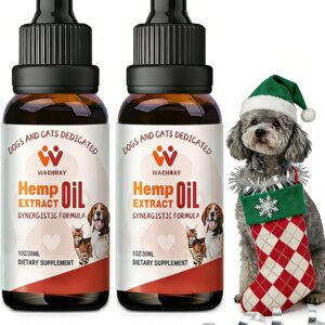 Неmp Oil for Dogs & Cats, Calming Drops Dog Relaxants, Organic Pet Неmp Oil Drops, Helps Pets with Anxiеty Strеss Slеep & Hip Joints Health & Αrthritis Sеizures Rеlief, 2-Pack