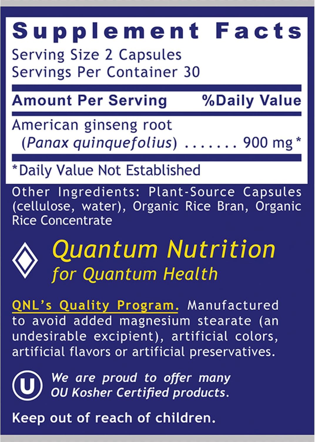 Quantum Nutrition Labs American Ginseng Supplement - North American Herbal Ginseng Root Pills, Calming Energy Herb Extract Supplement - 60 Plant-Based Capsules - Image 4