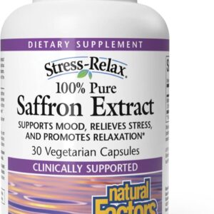 Natural Factors 100% Pure Saffron Extract - Supports Restful Sleep & Calm Outlook - Natural Herbal Supplement for Relaxation Support - 30 Vegetarian Capsules (30 Servings)