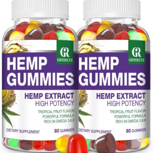 Hemp Gummies for Sleep, Pain, Anxiety - High Potency Pure Extra Strength Hemp Oil Infused Gummy Bears - 100% Natural Sleep Gummies Edibles for Adult (2 Packs)