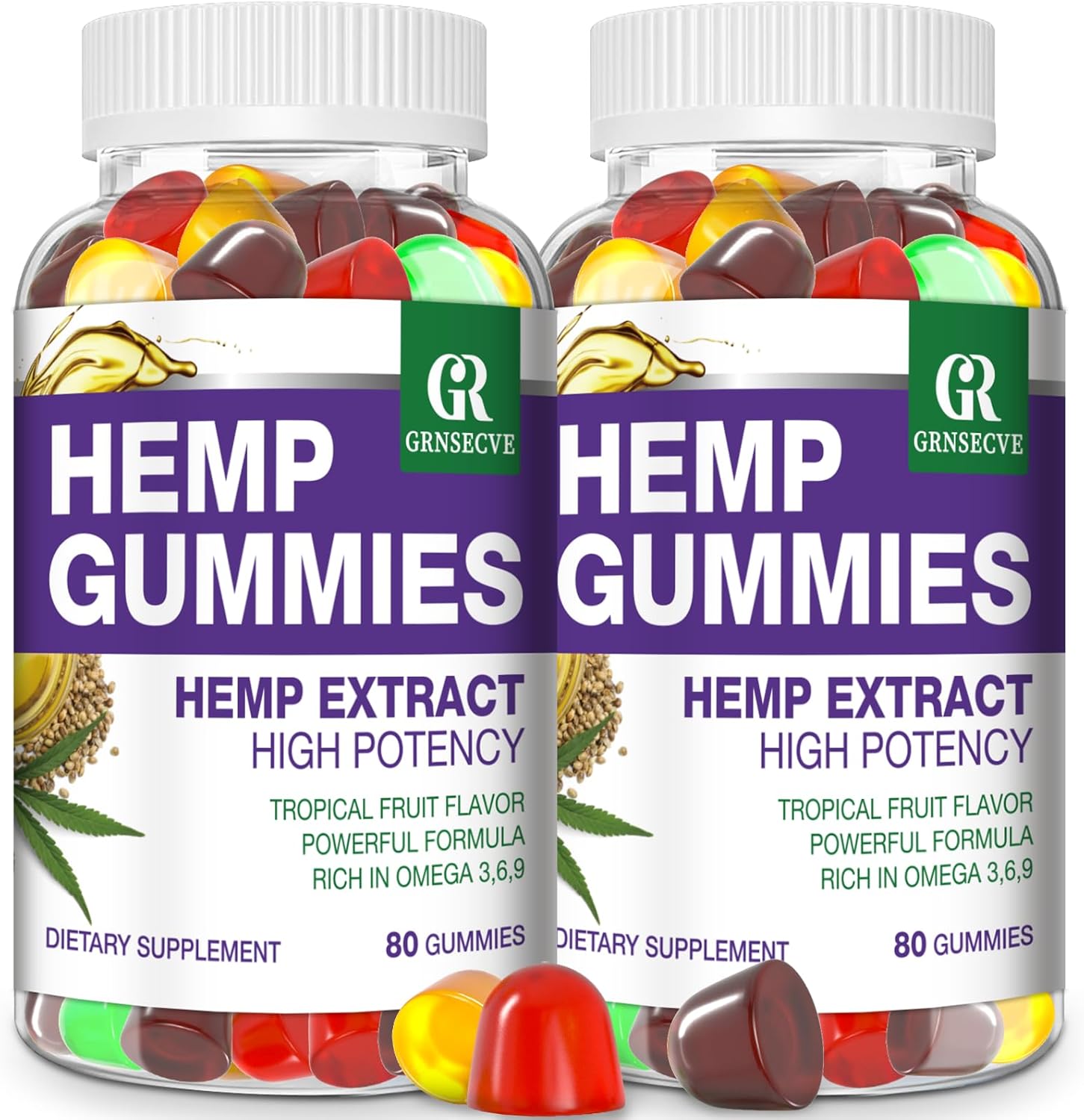 Hemp Gummies for Sleep, Pain, Anxiety - High Potency Pure Extra Strength Hemp Oil Infused Gummy Bears - 100% Natural Sleep Gummies Edibles for Adult (2 Packs)